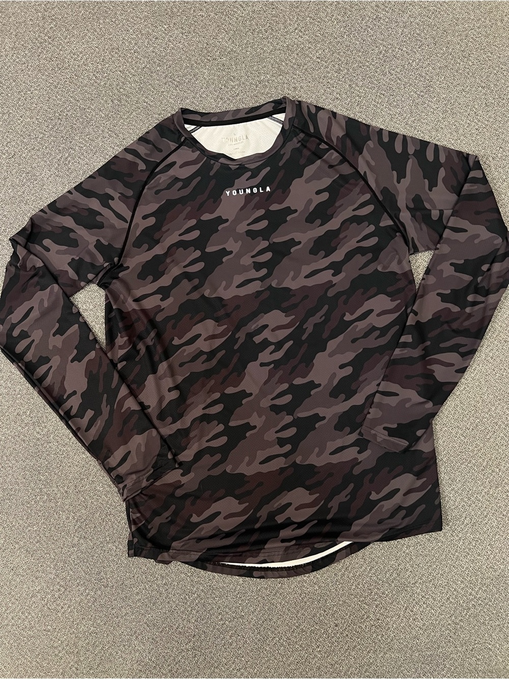 YoungLA Men’s Camo Long-Sleeve Shirt - Black & Brown
